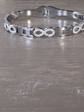 Sterling Silver Infinity Link Bracelet with CZ Accents - Silver
